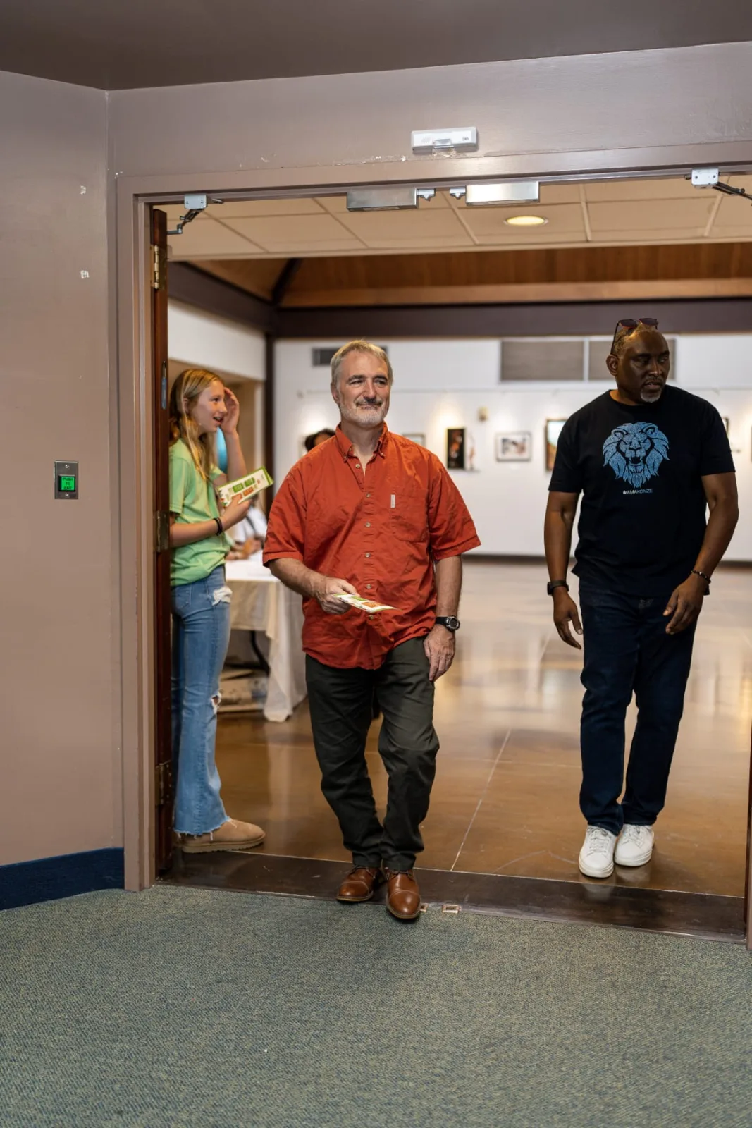 Two students arriving for a community learning event